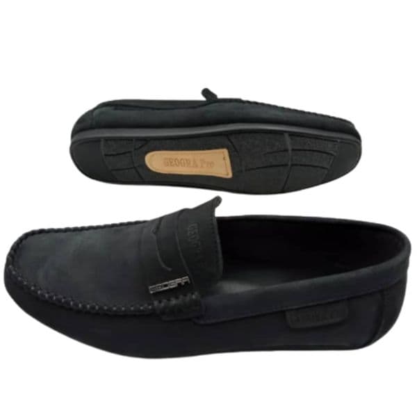 Chaussures, Mocassin en Daim et en Cuir à Barette pour Homme